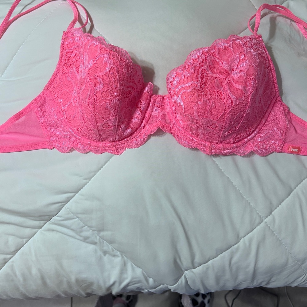 Victoria's Secret Vibrant Pink Lace Bra